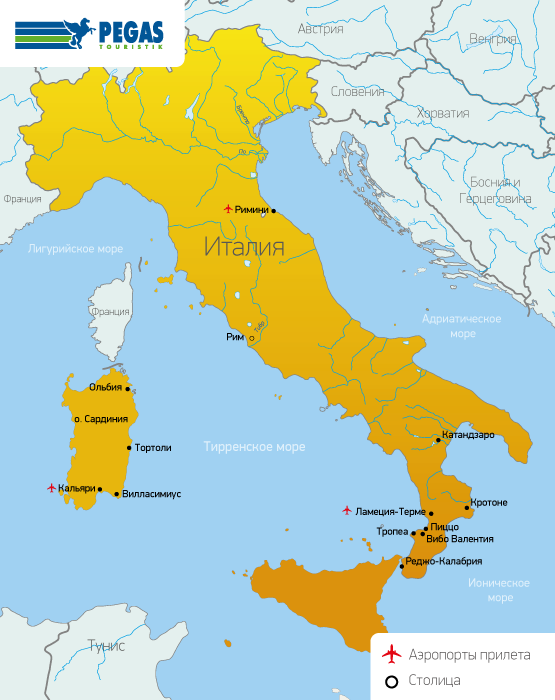Карта италии с морями на русском - 89 фото