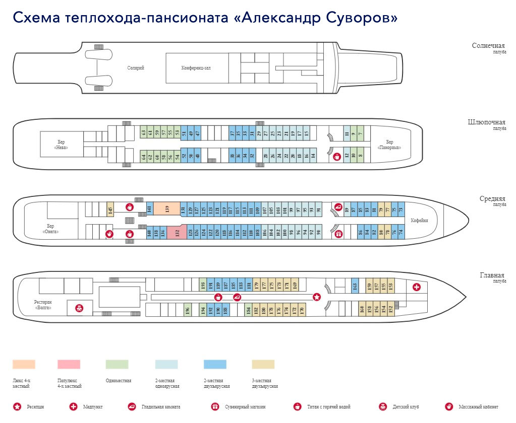 Теплоход русь великая схема кают